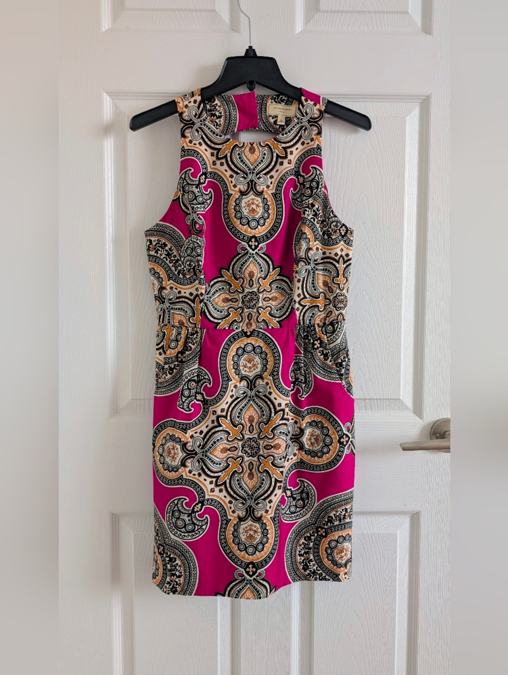 Anthropologie Moulinette Soeurs Pink Paisley Cut-Out Back Sheath Cotton Dress 6